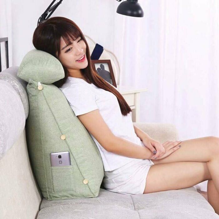Oreiller De Lecture Avec Accoudoirs MEGHI - Coussin Soutien Lombaire Dossier Canapé - Housse Détachable