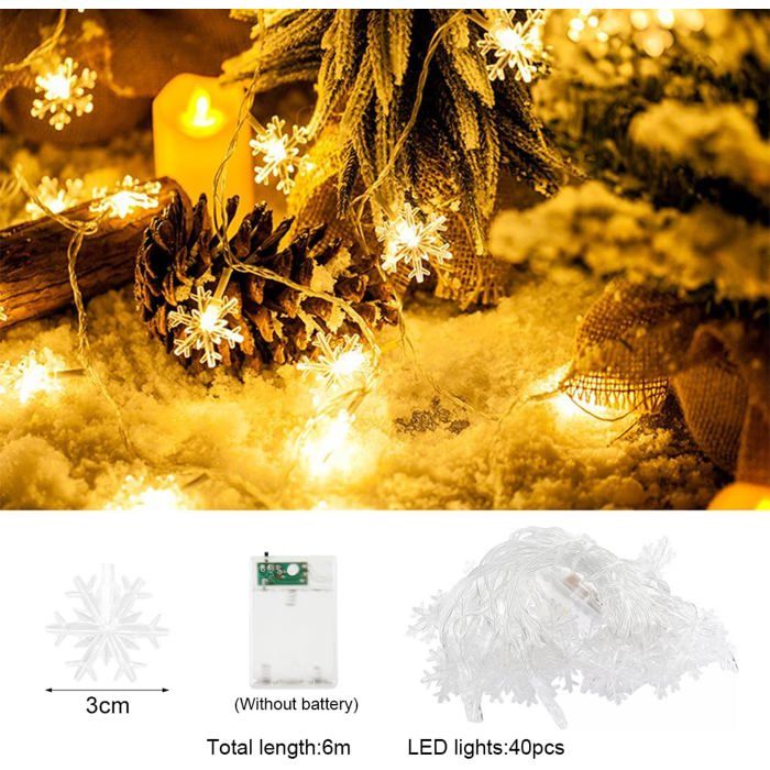 Taiyongkang Guirlande Lumineuse Flocons De Neige 6 M 40 LED à