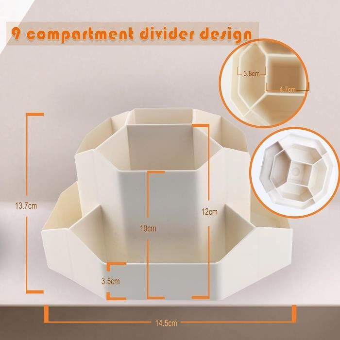 Crayon Couleur Uquelic Pot U00e0 Crayons Rotatif | 4 Compartiments Porte-stylo | Organisateur De Bureau | Rangement Rangement Maquillage