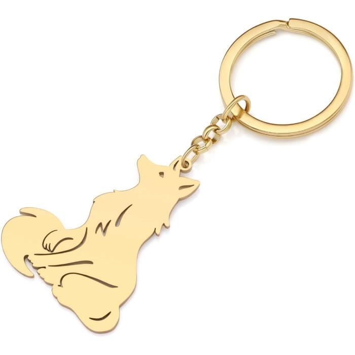 Porte-Clés Renard En Acier Inoxydable Cadeaux Renard Élégants Pour Femmes Filles Porte-Clés