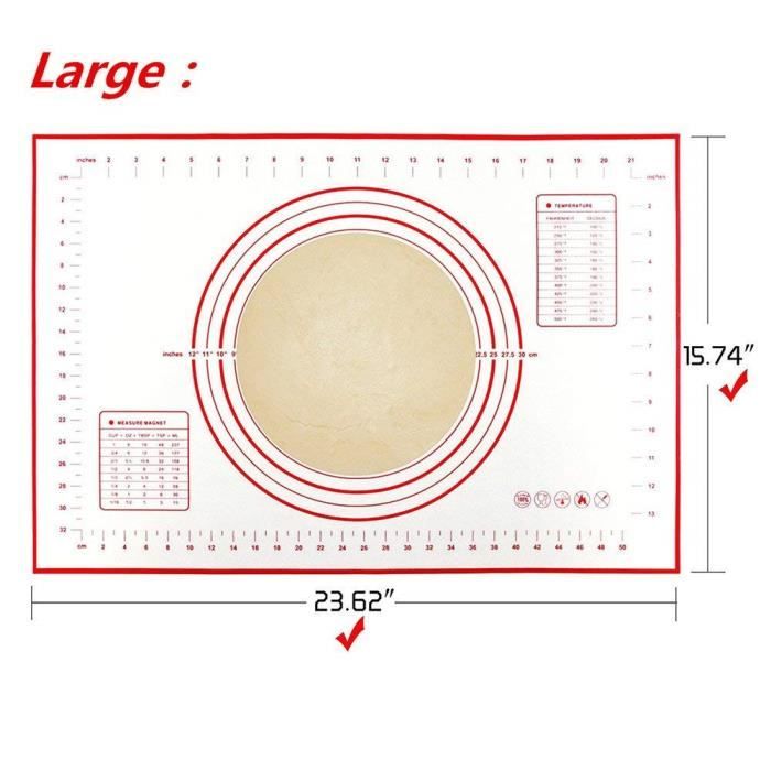 Tapis de Cuisson Patisserie en Silicone Anti-adhésif Réutilisable Baking  Mat Fondant Pâte, 100% sans Bisphénol-A (BPA), avec Mesure, 60 x 40 cm  (Rouge) : : Cuisine et Maison