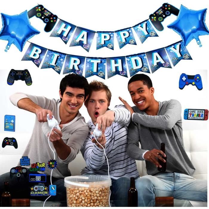 Kit Déco Anniversaire Jeux Vidéo - 134 Ballons + 2 Aluminium + Ruban - Fournitures Fête Thématique