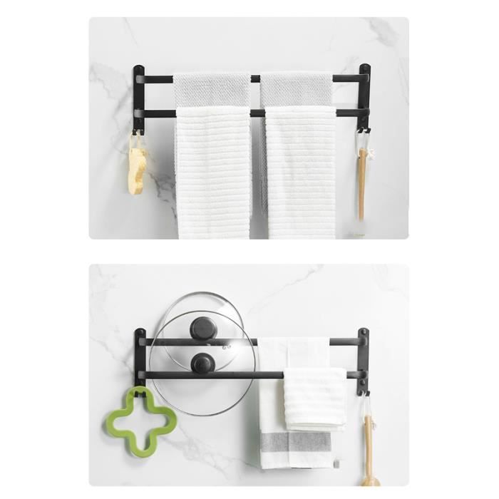 Porte-serviettes Mural Relaxdays 3 Barres – étagère De Salle De Bain En Acier Inoxydable Chromé, 56 Cm
