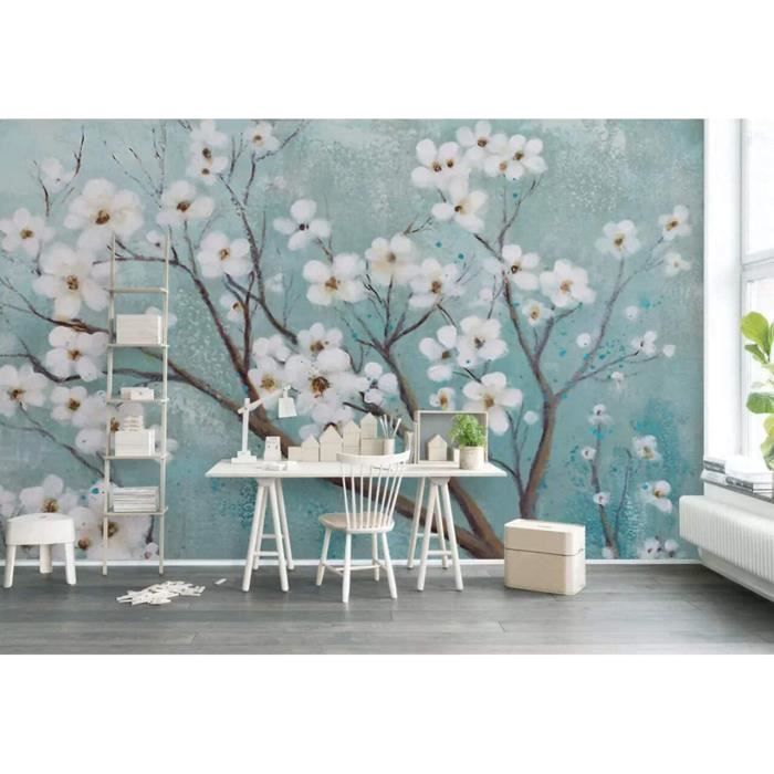 Papier peint Fleurs abstraites sur un mur en béton nr. w01037 – magasin en ligne