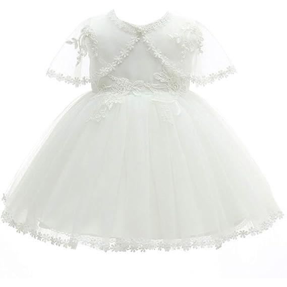 Robe De Baptême Princesse En Tulle Avec Fleurs 3D - Pour Fille 6M à 3 Ans - Cérémonie, Mariage, Anniversaire, Fête - Plusieurs Tailles - 6
