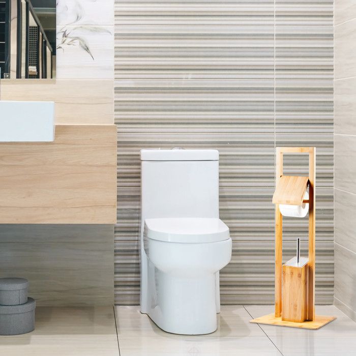 Porte Papier Toilette Avec Etagère Bambou Salle De Bain Porte Rouleau En Acier Inoxydable Sus304 Support Mural Installation Avec Vis Ou 3m Auto Adhesif Noir 90136283