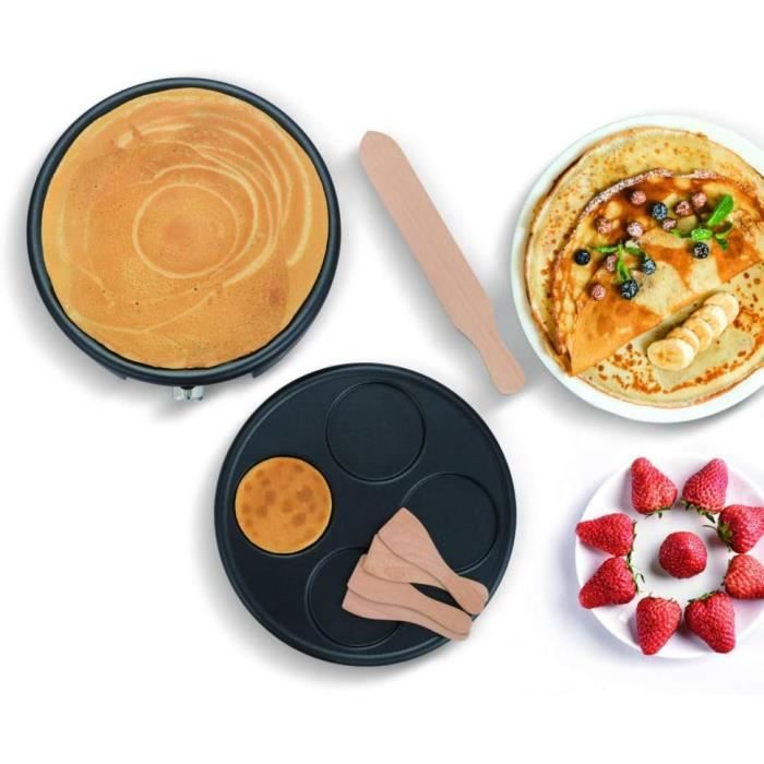 SENYA Crêpière électrique 2 Plaques Interchangeables en Fonte d’Alm