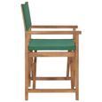 vidaXL Chaise de metteur en scène Bois de teck solide Vert 47413-2