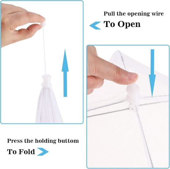 4 Cloches Alimentaires Pliables Anti-mouches - Protection Pour Gâteaux, Barbecue, Buffet | Filet Mesh Blanc