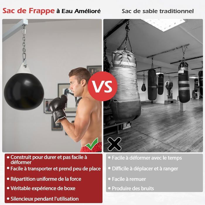 Goplus Water Aqua Bag Sac de frappe lourd de 45,7 cm, 50 kg avec chaîne en métal réglable, boucles d'assurance, tuyau d'injection d'eau, sac d' entraînement de boxe pour adultes, fitness, MMA (blanc Goplus Water Aqua Bag Sac de frappe lourd de 45,7 cm, 50 kg avec chaîne en métal réglable, boucles d'assurance, tuyau d'injection d'eau, sac d' entraînement de boxe pour adultes, fitness, MMA (blanc