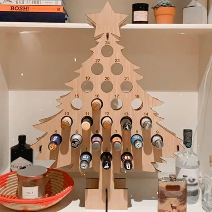 Petalum Calendrier De L'Avent En Bois Santa Claus : La Décoration Suspendue Pour Attendre Noël Avec Joie