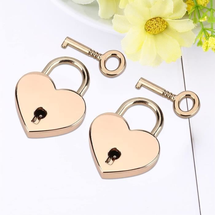 Mini cadenas en forme de cœur avec serrure à clé pour voyage