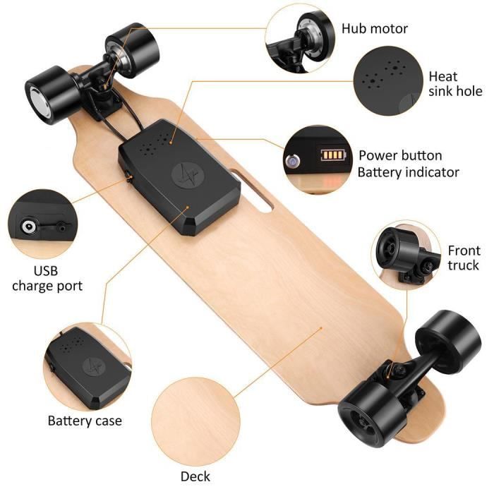 Caroma Skateboard Électrique avec Télécommande sans Fil, Planche à