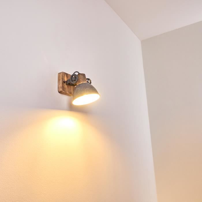 HOFSTEIN Applique Murale Cairns Vintage Noir & Doré - Spot Orientable Abat-Jour Grillagé E14