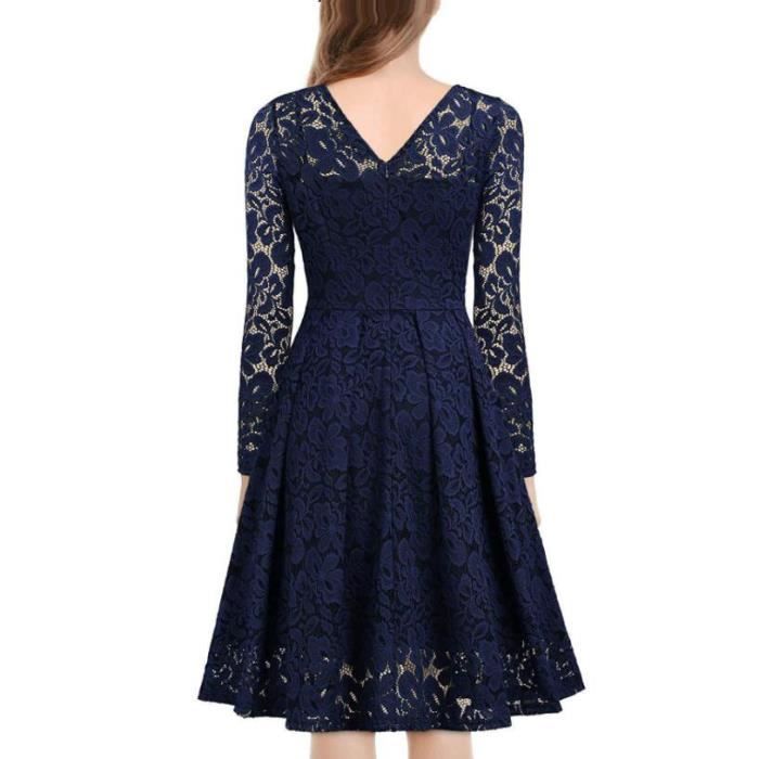 S-3XL 2022 nouvelle robe de soirée en dentelle élégante femmes mi