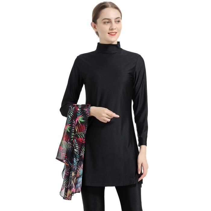 Burkini 3 Pièces Seafanny - Maillot De Bain Modeste Couverture Complète - Noir - UPF 50+ - Taille S à 4XL