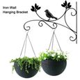 Crochet de suspension de pot de fleur en fer pour décoration de jardin - KOE - Noir - Métal-3