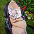 Couverture enveloppante pour bébé siège bébé - 90x90 cm toutes saisons avec gaufré coton piqué ours sommeil marron clair-3