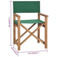 vidaXL Chaise de metteur en scène Bois de teck solide Vert 47413-3