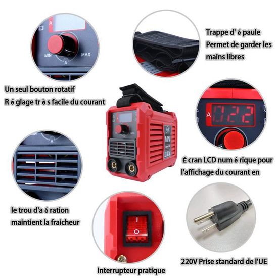 Poste Souder Poste à Souder à électrodes MMA - Inverter - Numérique LCD - 20-250 A - Mini Poste De Soudage Poste A Souder Fil Fourré Poste Souder Poste à Souder à électrodes MMA - Inverter - Numérique LCD - 20-250 A - Mini Poste De Soudage Poste A Souder Fil Fourré