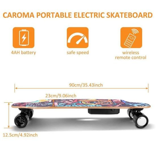 Caroma Skateboard Électrique avec Télécommande sans Fil, Planche à