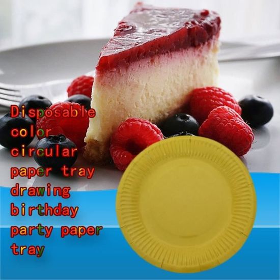 10pcs Assiette En Papier Jetable Fete D Anniversaire Cercle Assiette Assiette A Fruits Plateau A Gateau Jaune Cdiscount Maison