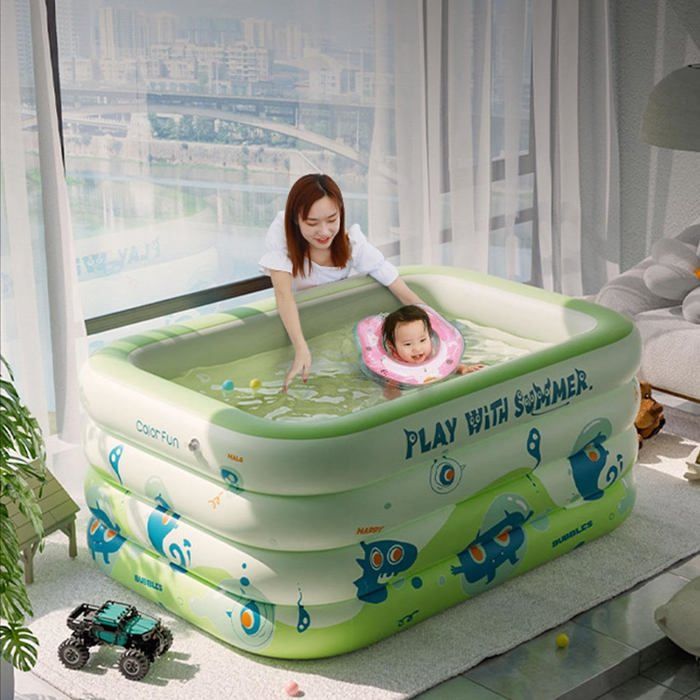 Grande Piscine Gonflable Rectangulaire Deluxe 262 X 175 X 51 Cm – Bleu, Double Couche, Anti-Fuite, Pour Enfants & Adultes Jardin & Balcon