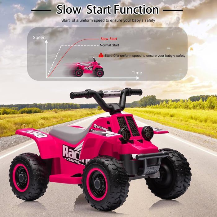 Quad Électrique 6V Pour Enfants - ATV Avec Musique, Marche Avant/Arrière, Repose-Pieds, 70x42x45 Cm, 3-8 Ans
