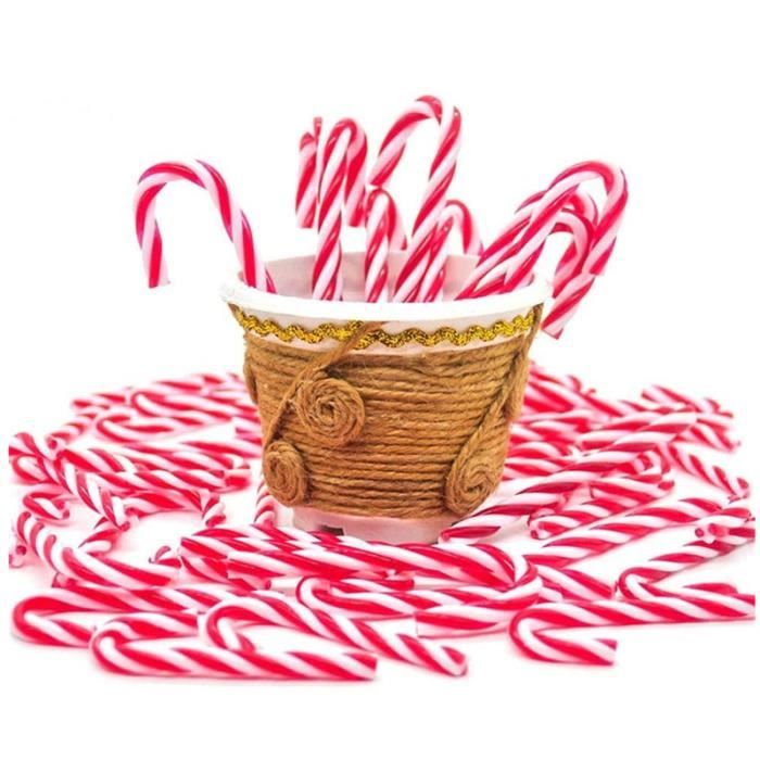 32 Canes De Bonbon Noël Suspendues – Ornements Plastique Rouge Pour Sapin & Décorations Fêtes