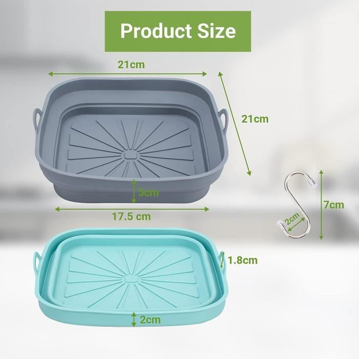 Moules Silicone Pour Air Fryer - 2 Pièces, 20x20cm, Réutilisables, Antiadhésifs - Pour Four, Micro-ondes