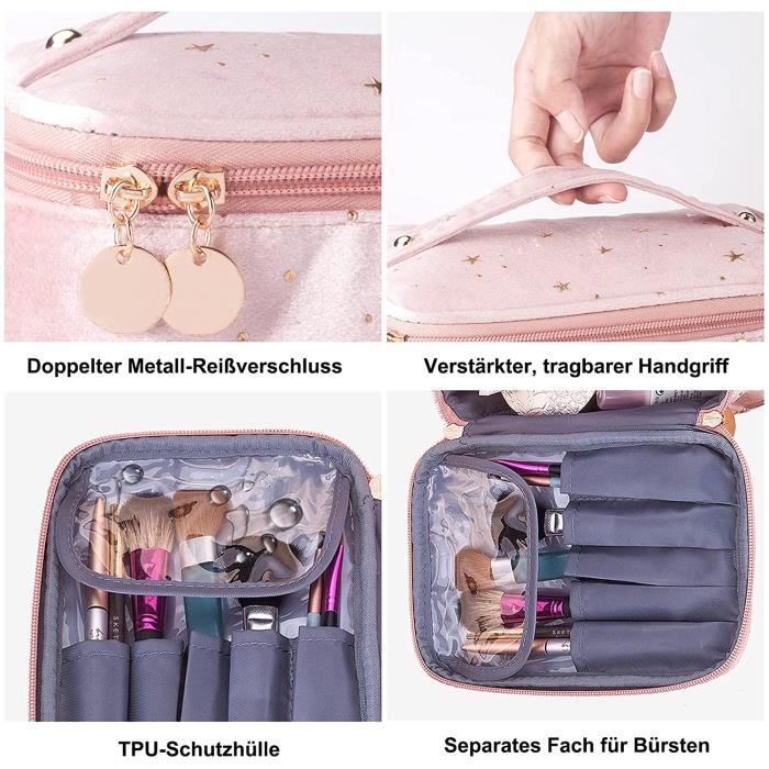 Trousse de maquillage en cuir avec fermeture éclair et motif flamant Trousse de maquillage en cuir avec fermeture éclair et motif flamant