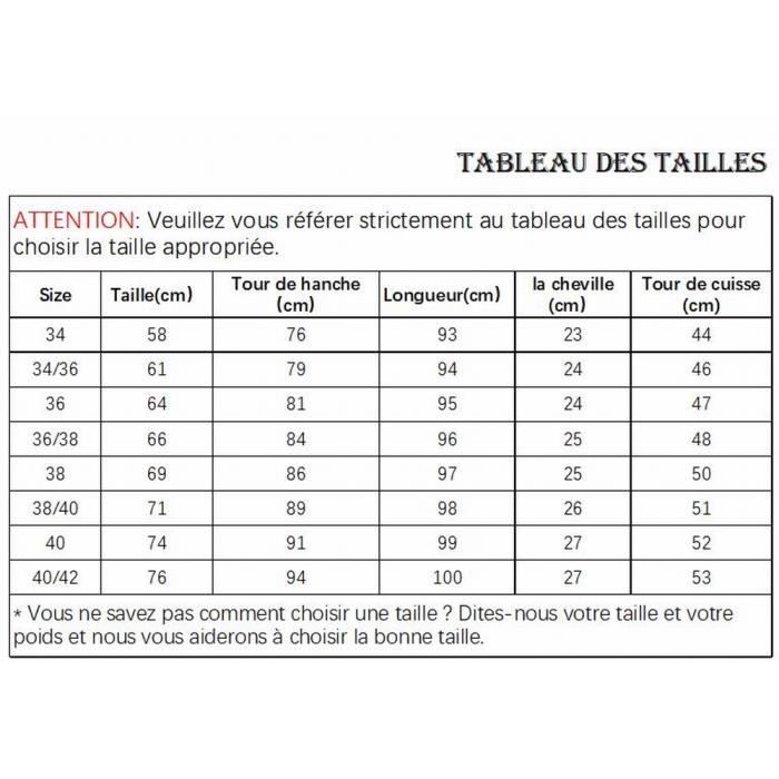 Tableau taille jeans sale