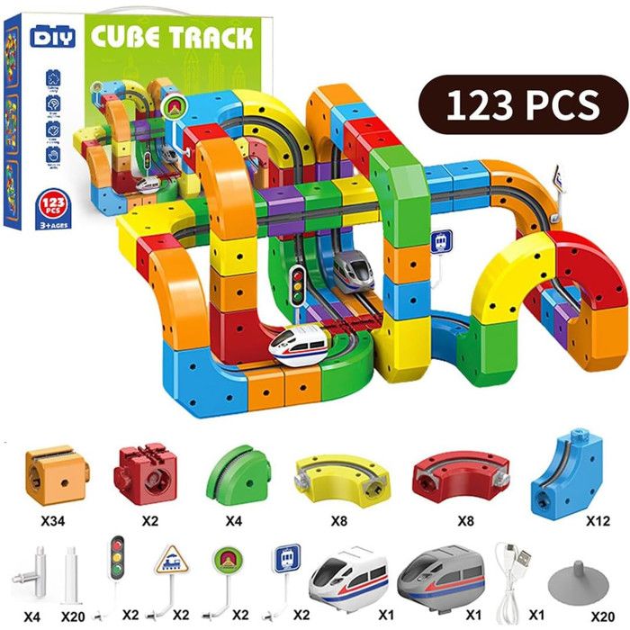 Clickrail Kit de train électrique, DIY, magnétique, avec train, gravité, pour voiture et rail, pour garçons et filles, âge 3 à 8, cadeau Clickrail Kit de train électrique, DIY, magnétique, avec train, gravité, pour voiture et rail, pour garçons et filles, âge 3 à 8, cadeau