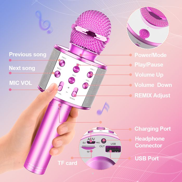 Micro karaoké sans fil bluetooth avec effets vocaux et lumineux vert - Metronic Micro karaoké sans fil bluetooth avec effets vocaux et lumineux vert - Metronic