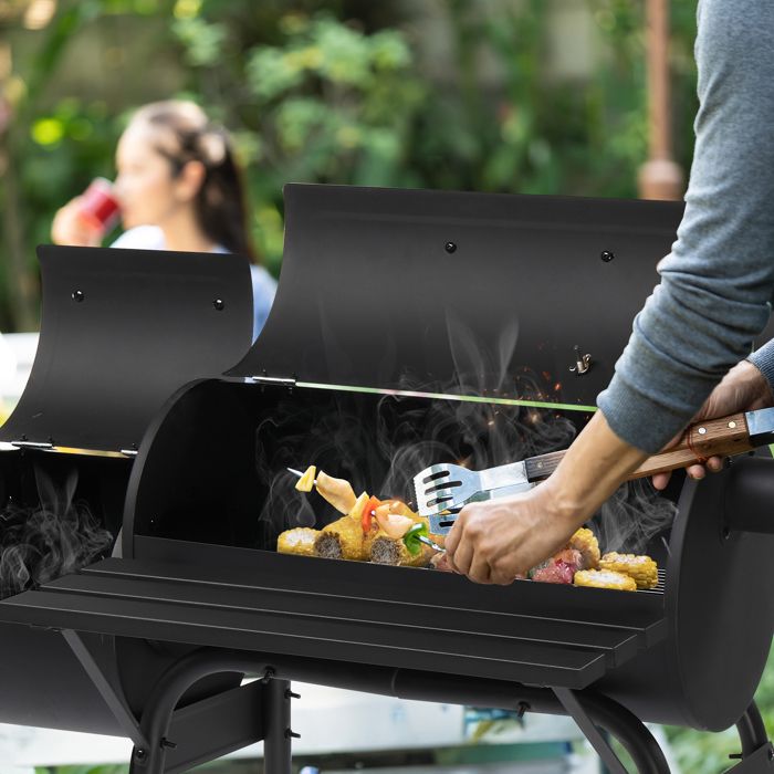 Barbecue à Charbon Rond dia. 57cm BBQ Mobile Barbecue Grill Portable de Jardin, avec Couvercle et 2 Roues - 60 * 57 * 82cm - Jardin