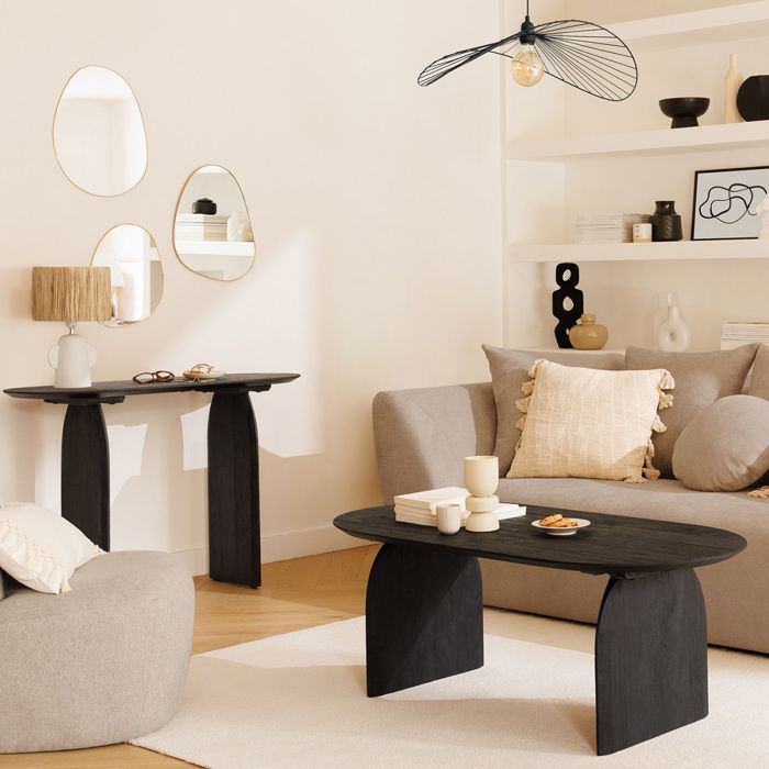 Console Gota Noire En Métal – Design Élégant Et Minimaliste Atmosphera – Meuble D'Entrée Ou Salon Moderne