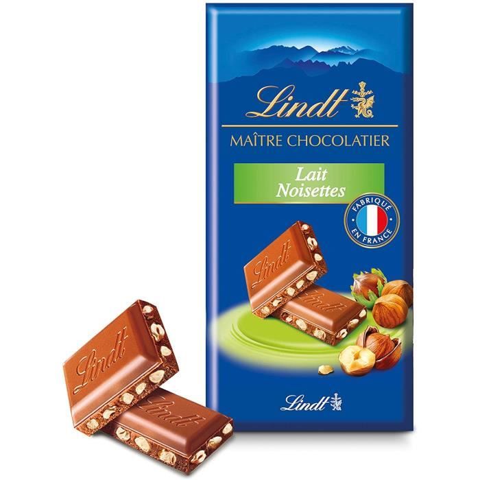 LINDT Tablette Lait Noisettes MAITRE CHOCOLATIER - Chocolat au Lait - Lot  de 2x 110 g