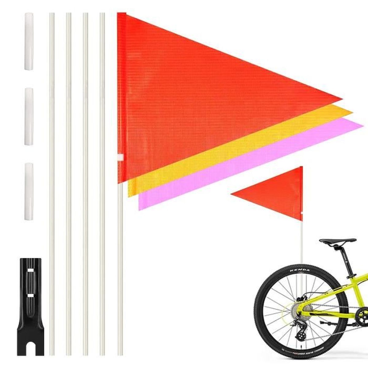 Drapeau De Sécurité Vélo Enfant Réglable 150 Cm - Fanion Coloré Pour Remorque, Trottinette