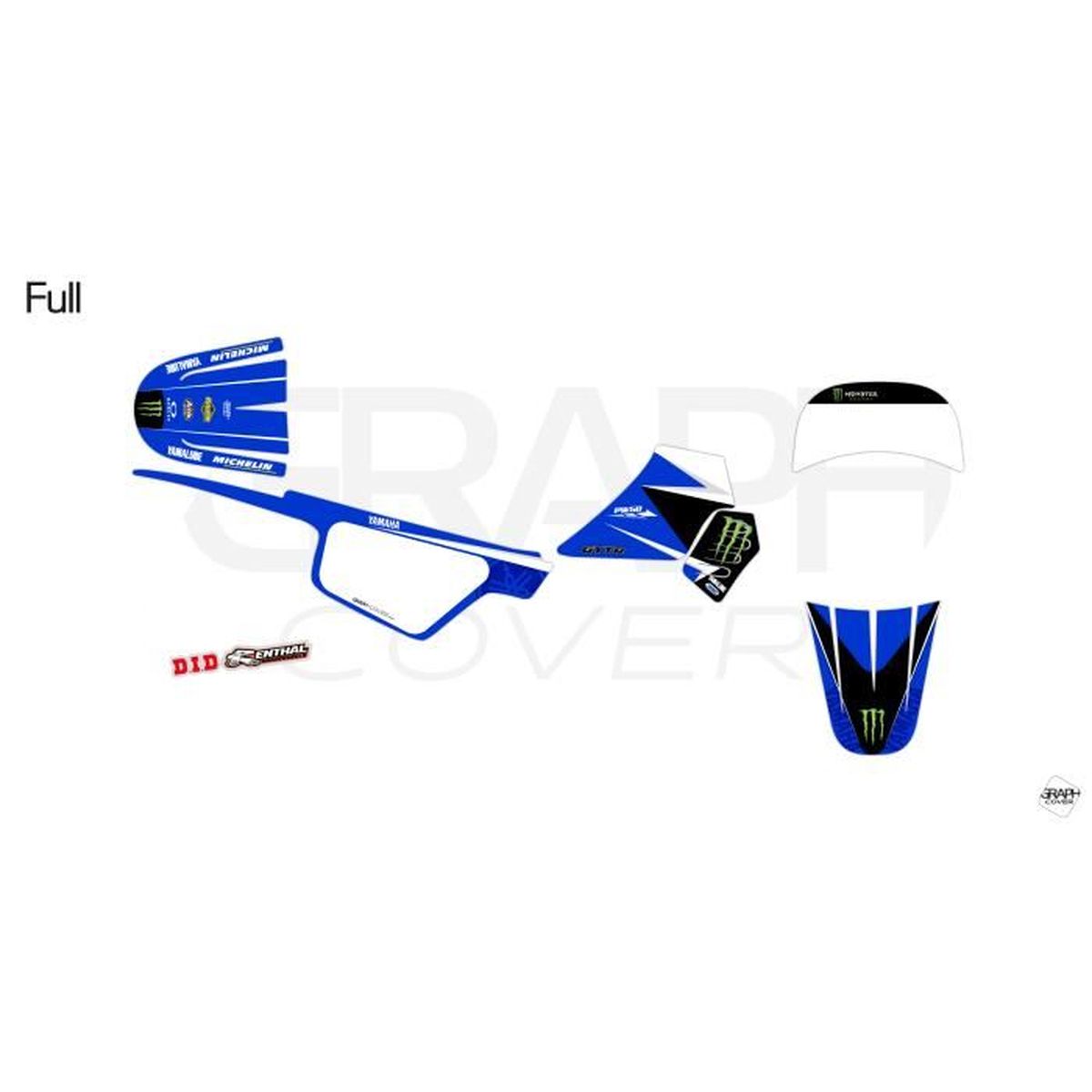 Kit Autocollants Déco Motocross PW 50 - Graphisme Bleu/noir - Compatible Modèles 1996 à Aujourd'hui - Fabriqué En France - 5