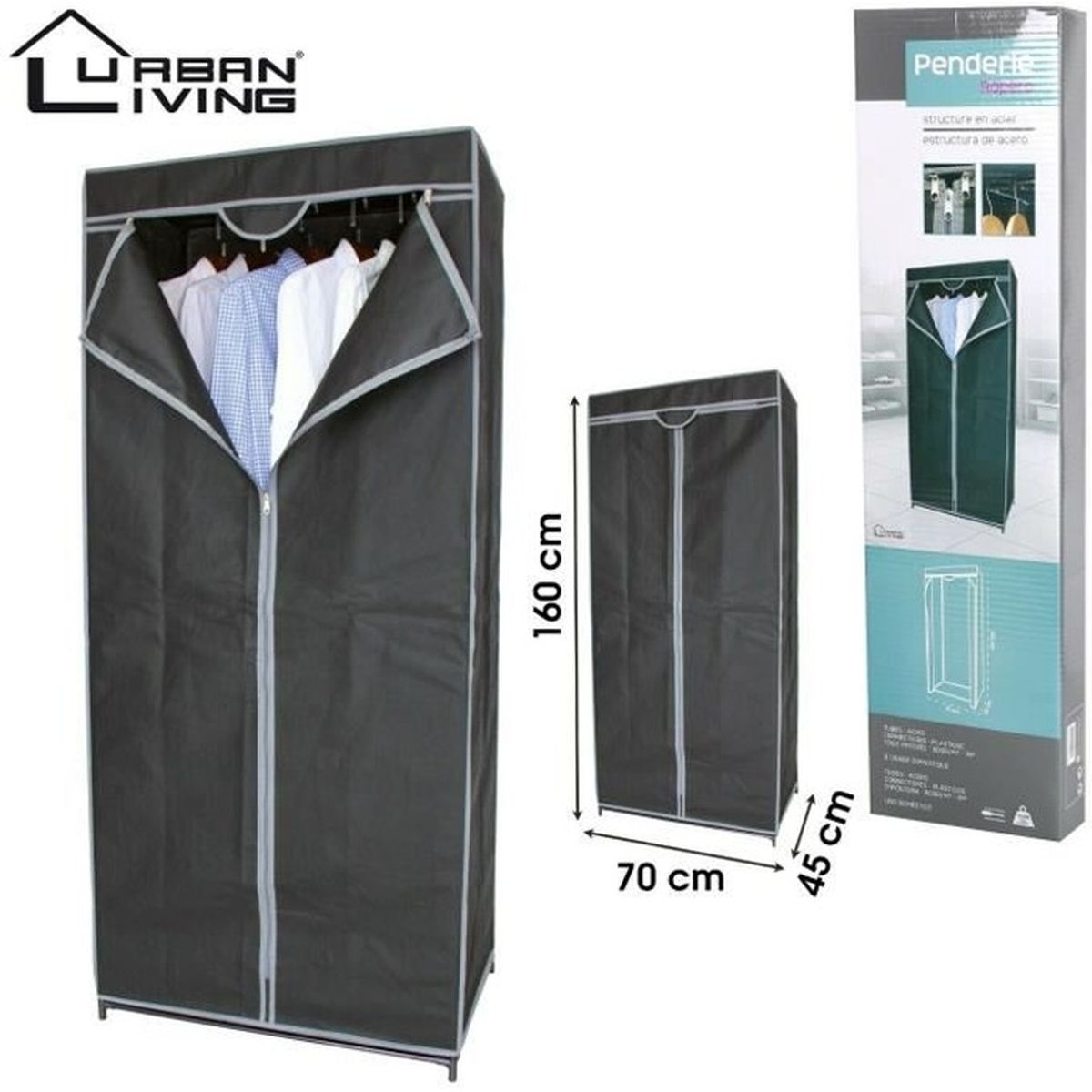 PENDERIE EN TISSU TOILE RANGEMENT ETAGERE VETEMENT ARMOIRE VETEMENT