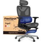 FlexiSpot ErgoX Chaise de bureau Ergonomique en Maille avec Repose-pieds, Appui-tête, Accoudoirs et Support Lombaire, Gris