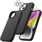 Coque pour IPHONE 15 - MASSILIA TECH - Silicone noir - Verre Trempé - Protection