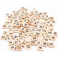 Jeu de lettres en bois - Scrabble - 100 pcs - Lettres noires - Pour enfant de 6 ans et plus