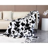 Couverture en laine de flanelle épaissie, style vache noir et blanc, drap, couverture pour bébé, couverture de canapé 1,1 kg,