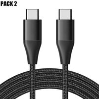Lot de 2 Câble USB-C vers USB-C Rapide 3A pour Samsung Galaxy A53 A54 A34 A33 A32 4G-5G A52 4G-5G A52s -Nylon Renforcé 1M Noir