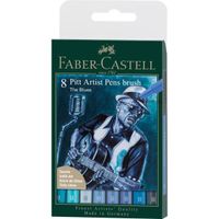 Feutres - Faber-Castell - Pitt Artist Pen - Tons bleus - The Blues - Etui de 8 feutres