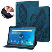 Coque Étui Lenovo Tab M10 Plus (3rd Gen) 10.6" 2022 Tablette Housse Cover Relief Papillon avec PU Cuir et Stand,Bleu FGASBW