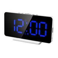 Réveil Numérique, Alarm Réveil LED avec thermomètre, Date, Snooze, Luminosité réglable (Bleu)