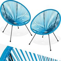 TECTAKE Lot de 2 chaises de jardin pliantes SANTANA avec Cordage élastique en polyéthylène Design rétro style acapulco - Bleu