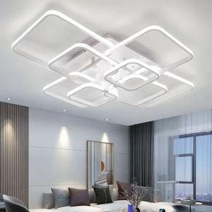 PLAFONNIER Plafonnier, Plafonnier LED moderne , 120W 7000lm 6500K lumière blanche 8 lumières Blanc carré pour salon chambre, salle à manger